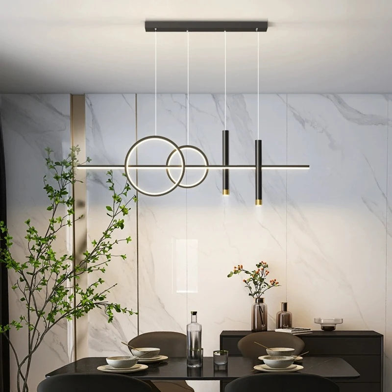 Halo Series - Sleek Black & White Linear LED Chandeliers - Valo Hetki