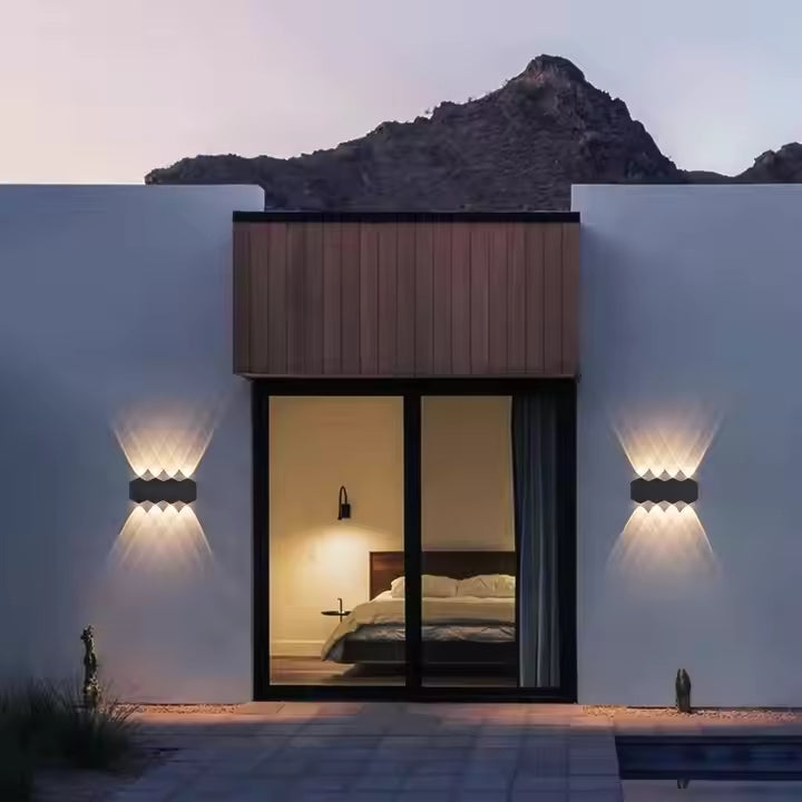 Terra Series - Geometric Outdoor Black LED Wall Lamp with Up & Down Lighting Effect - Valo Hetki