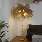 Load image into Gallery viewer, Axis Series - Modern Nordic LED Corner Floor Lamp with Ostrich Feather Shade - Valo Hetki
