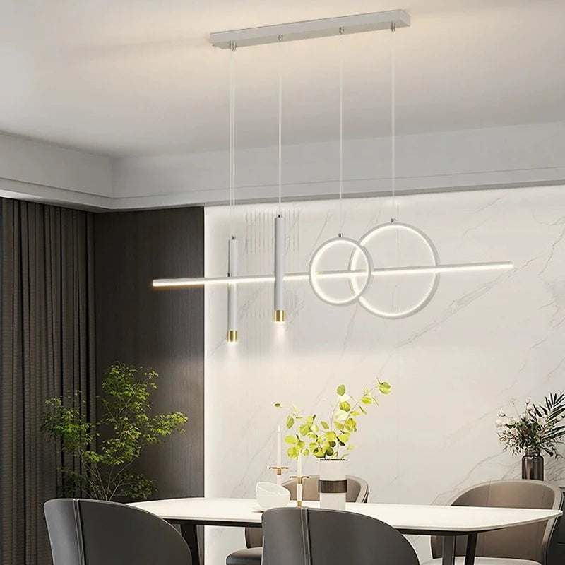 Halo Series - Sleek Black & White Linear LED Chandeliers - Valo Hetki