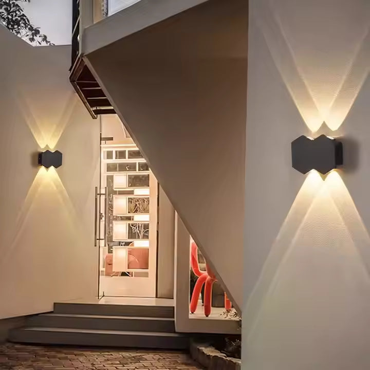 Terra Series - Geometric Outdoor Black LED Wall Lamp with Up & Down Lighting Effect - Valo Hetki
