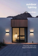 Load image into Gallery viewer, Terra Series - Geometric Outdoor Black LED Wall Lamp with Up &amp; Down Lighting Effect - Valo Hetki
