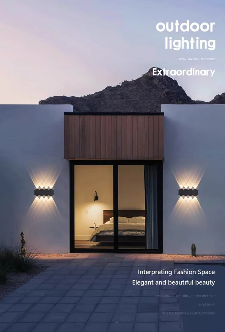 Terra Series - Geometric Outdoor Black LED Wall Lamp with Up & Down Lighting Effect - Valo Hetki
