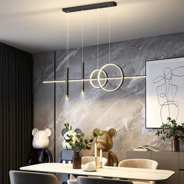 Halo Series - Sleek Black & White Linear LED Chandeliers - Valo Hetki